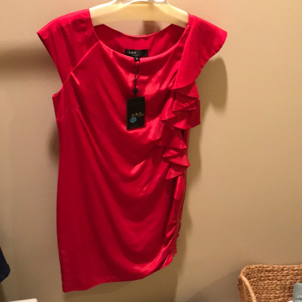 ABS silk ruffle dress, NWT!